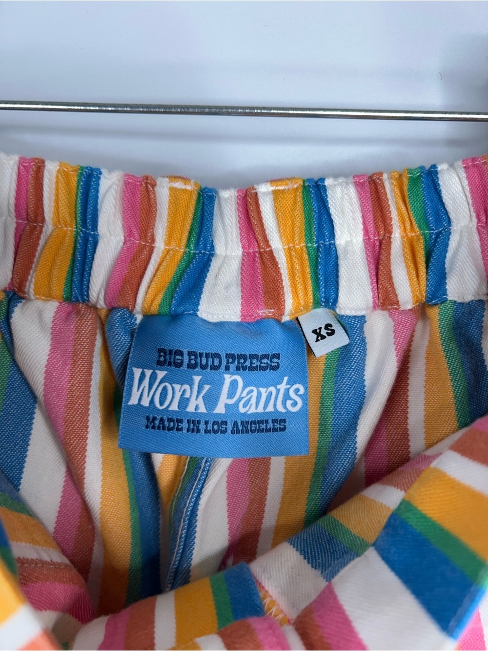 Big Bud Press Work Pants Multicolor Rainbow Stripe Straight Leg Cotton Size XS - Picture 6 of 10